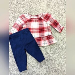 2pc baby girls Carter's plaid shirt with pants